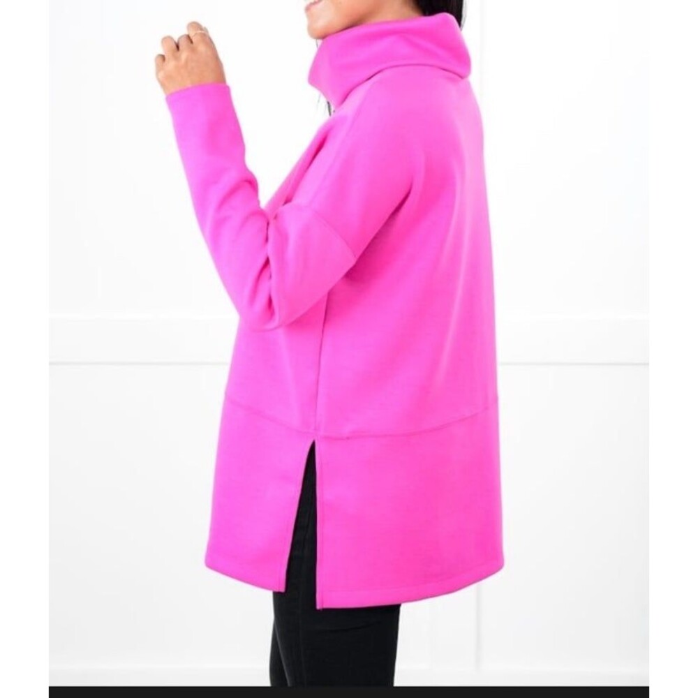 Dear Scarlett top SIZE MEDIUM Magenta top pullover cowl neck scuba knit roomy